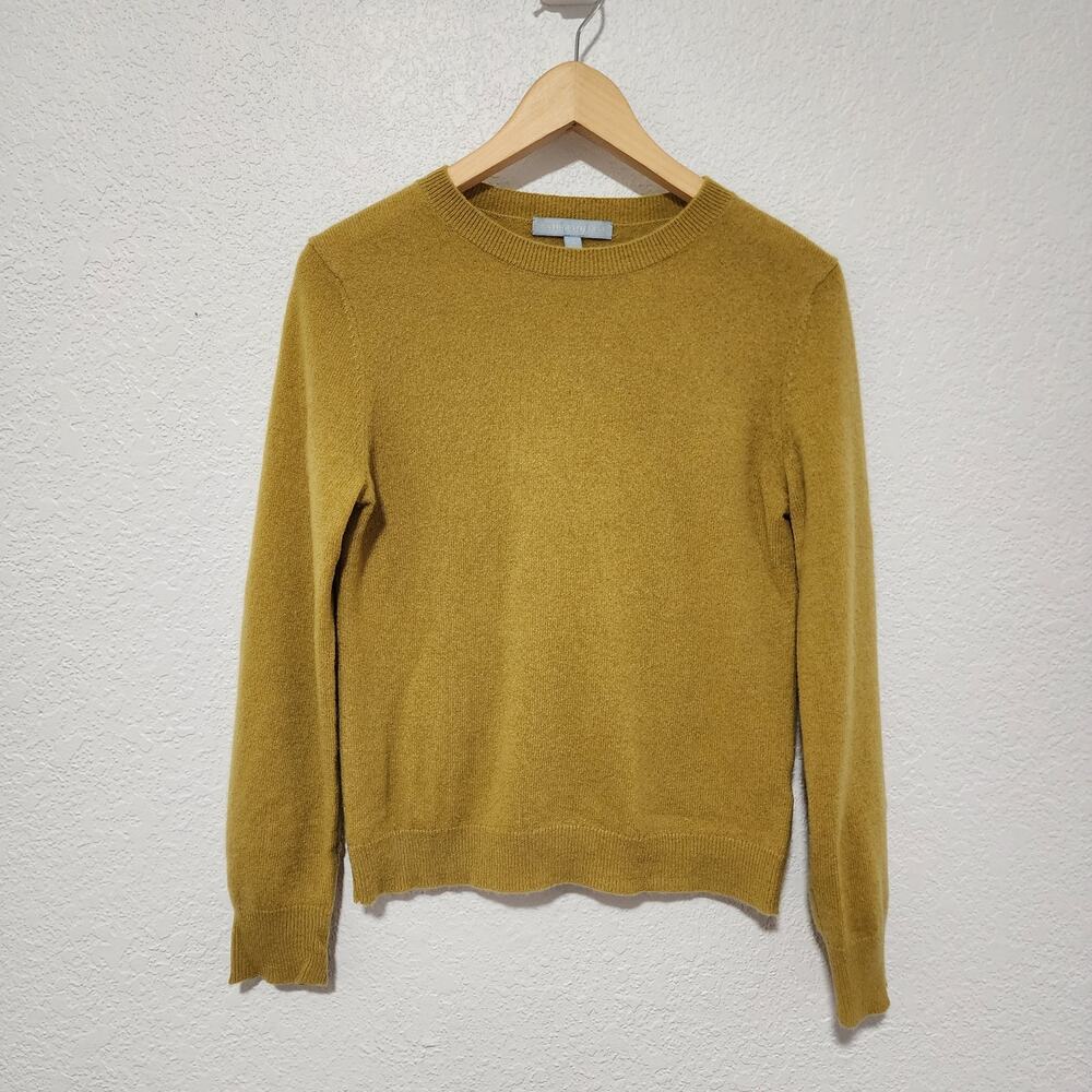 Antonio Melani 100% Cashmere Mustard Crewneck Pullover Sweater Small Luxury